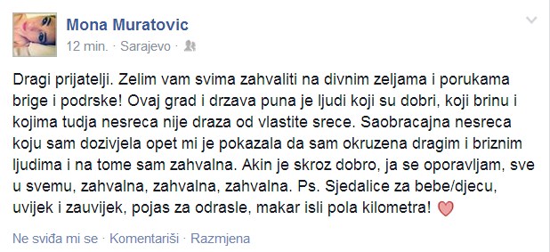 Mona Muratovic saobracajna nesreca 01 04 2014